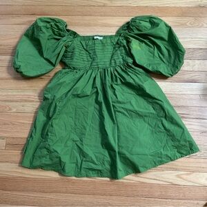Abercrombie & Fitch Babydoll Mini Dress Womens Medium Green Puff Sleeve Romantic